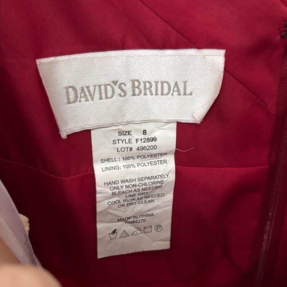 David's Bridal Rich Red Gown - Picture 2 of 13